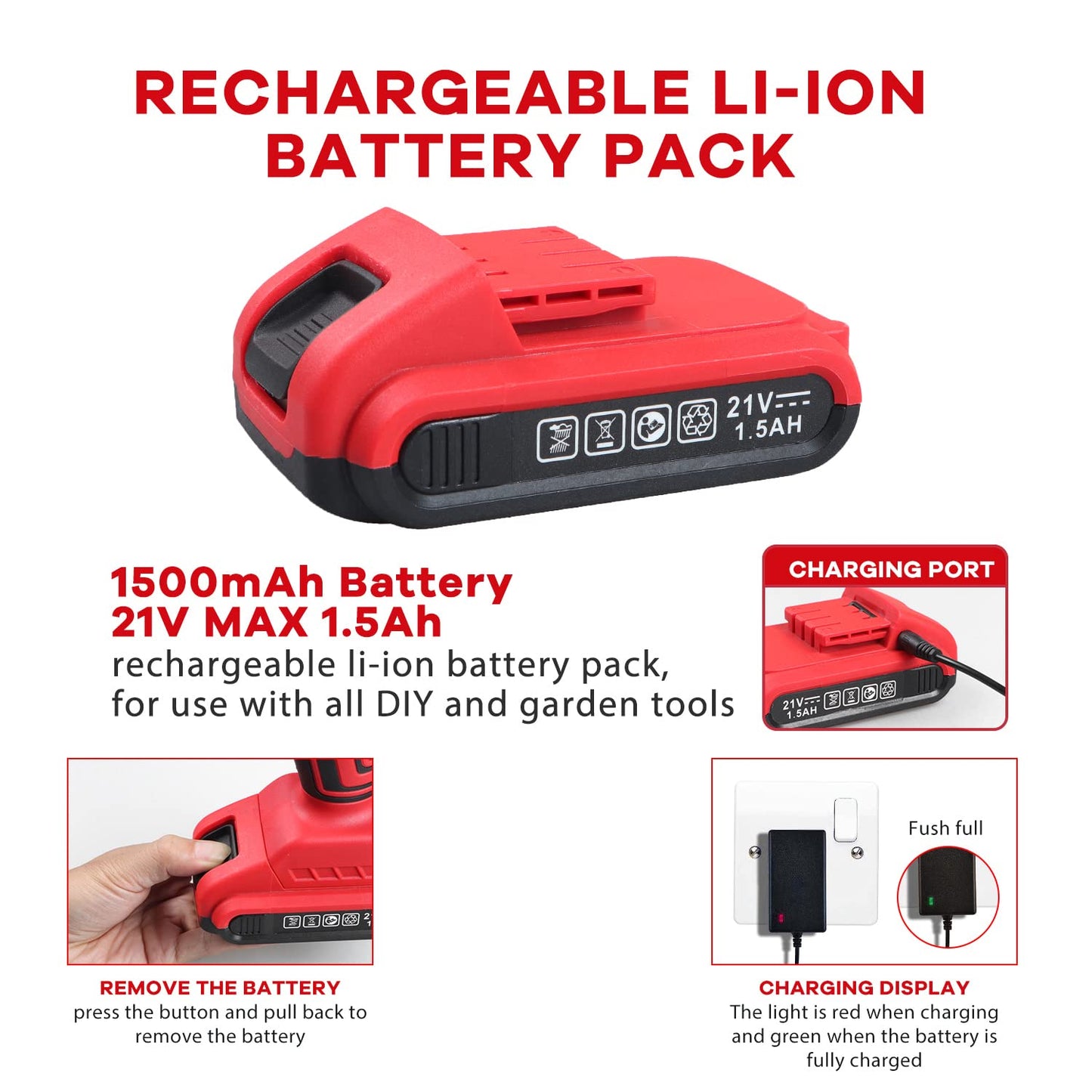jar-owl Powerful Brushless Motor 21V Cordless Drill Set, 319 in-lb Torque, 0-1350RMP Variable Speed, 10MM 3/8'' Keyless Chuck, 25+1 Clutch, 1.5Ah Li-Ion Battery & Charger for Home Tool Kit
