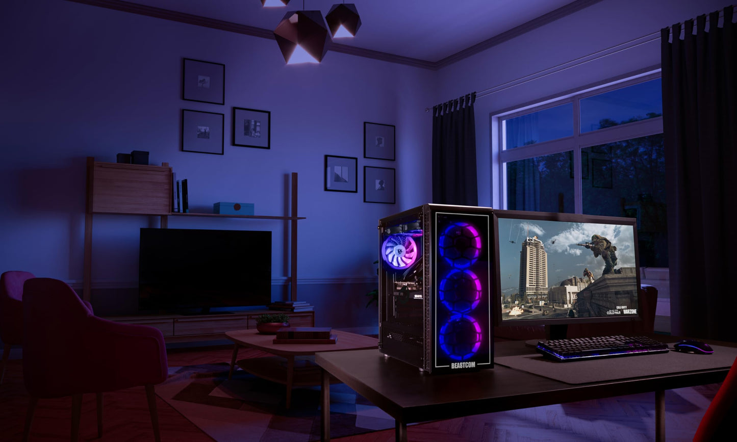 BEASTCOM Q5 Pro Gaming PC | Intel i7-12700F 12X 4,90GHz 20-Threads | NVIDIA RTX 5060 8GB | 32GB RAM | 1TB NVMe SSD | WiFi 5 | Windows 11 Pro
