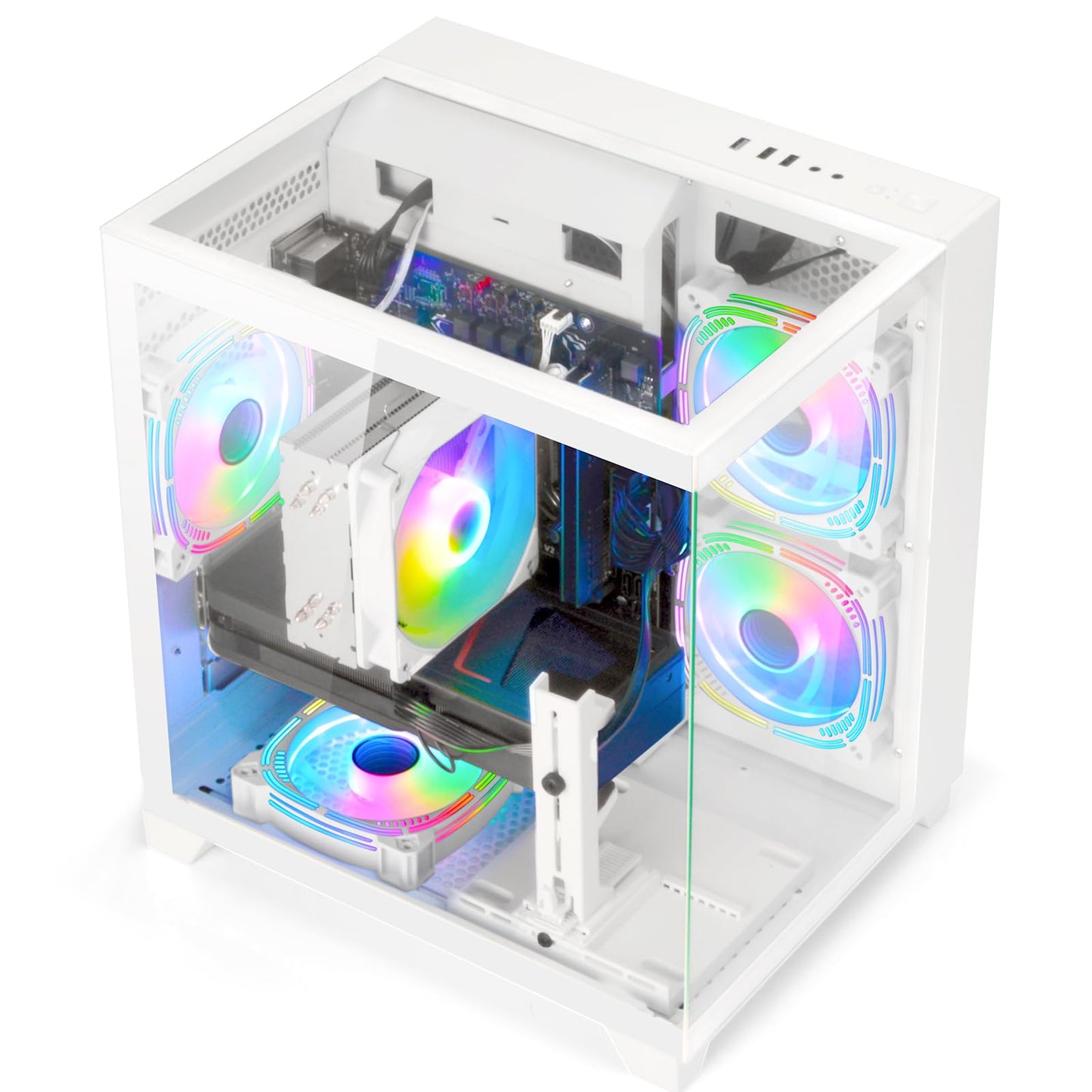 LXZ Gaming PC Desktop Ryzen 7 8700F | AMD Radeon RX 7650GRE 8GB | 32GB DDR5 RAM | 1TB SSD | High-End Tower Computer(White)
