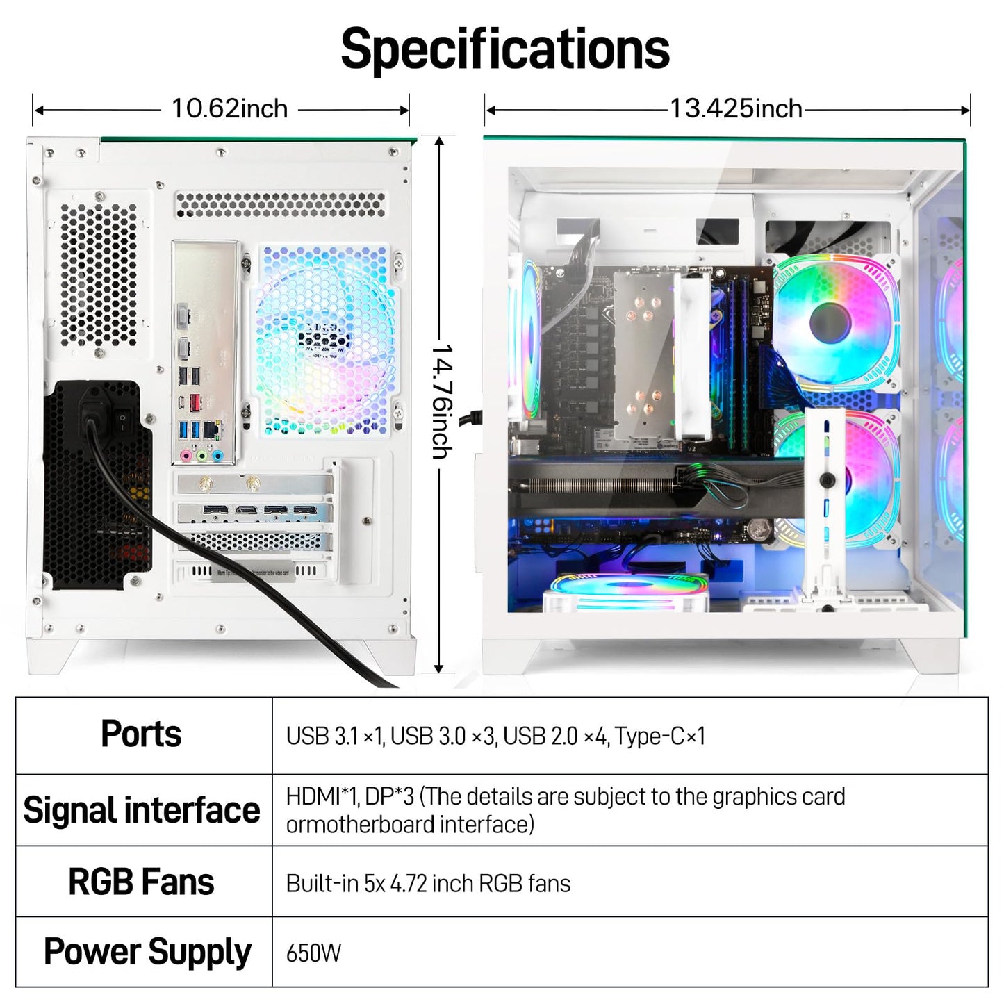 LXZ Gaming PC Desktop Ryzen 7 8700F | AMD Radeon RX 7650GRE 8GB | 32GB DDR5 RAM | 1TB SSD | High-End Tower Computer(White)