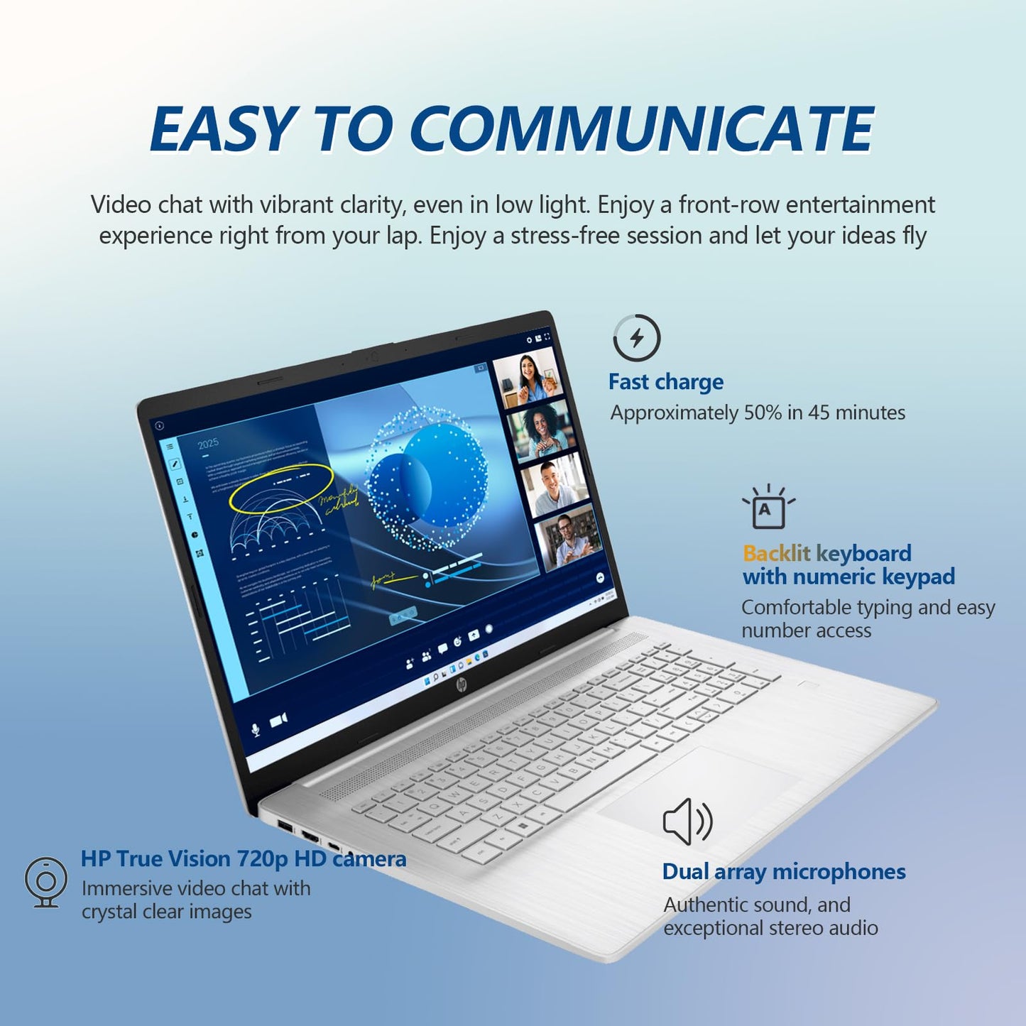 HP 17.3 Touchscreen Laptop Computer, 17 inch Laptop Touch Screen HD+, Intel Core i5 (10-Cores), Windows 11 Pro Lifetime Office, Backlit Keyboard, 10-Key Number Pad, Fingerprint | 64GB RAM 2TB SSD