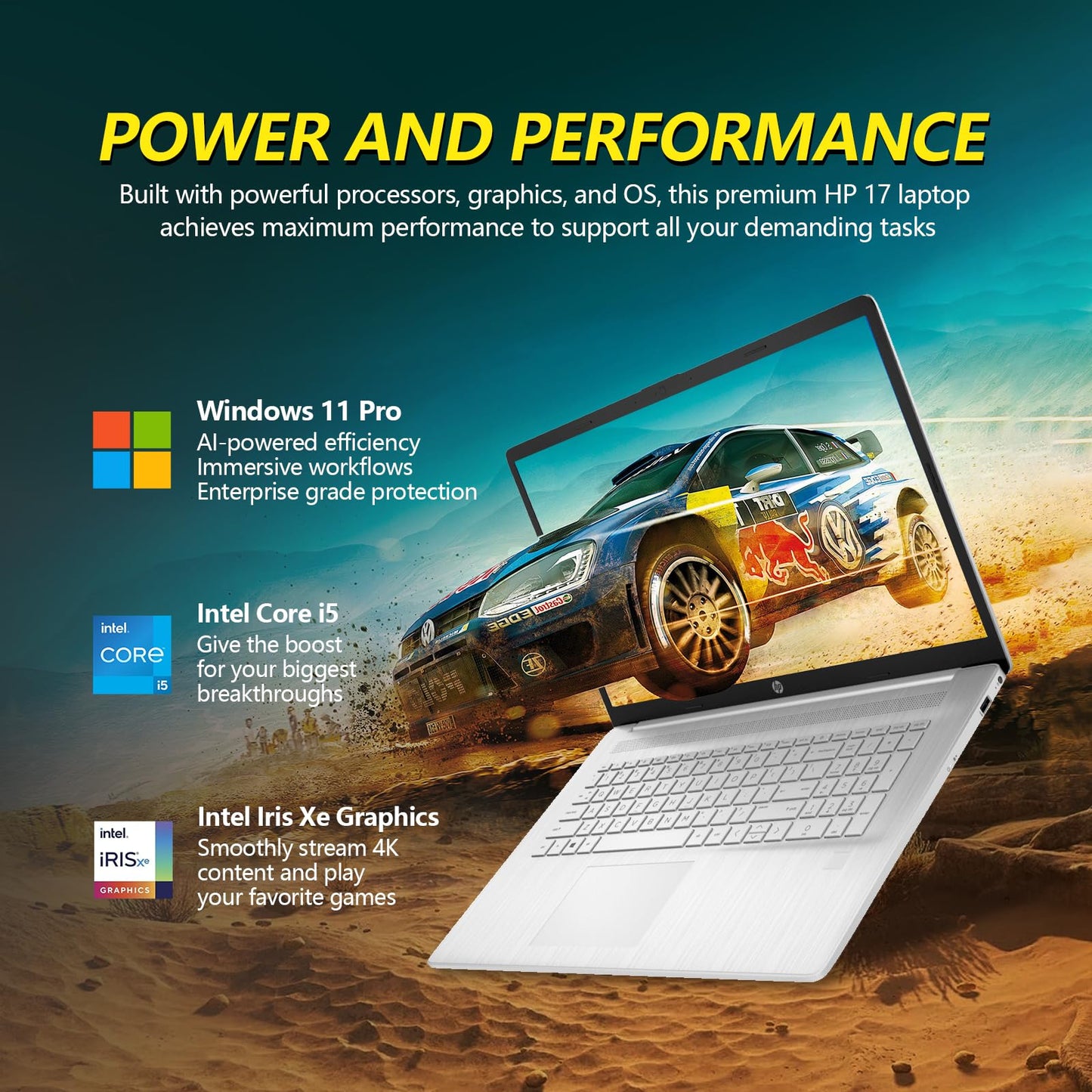HP 17.3 Touchscreen Laptop Computer, 17 inch Laptop Touch Screen HD+, Intel Core i5 (10-Cores), Windows 11 Pro Lifetime Office, Backlit Keyboard, 10-Key Number Pad, Fingerprint | 64GB RAM 2TB SSD