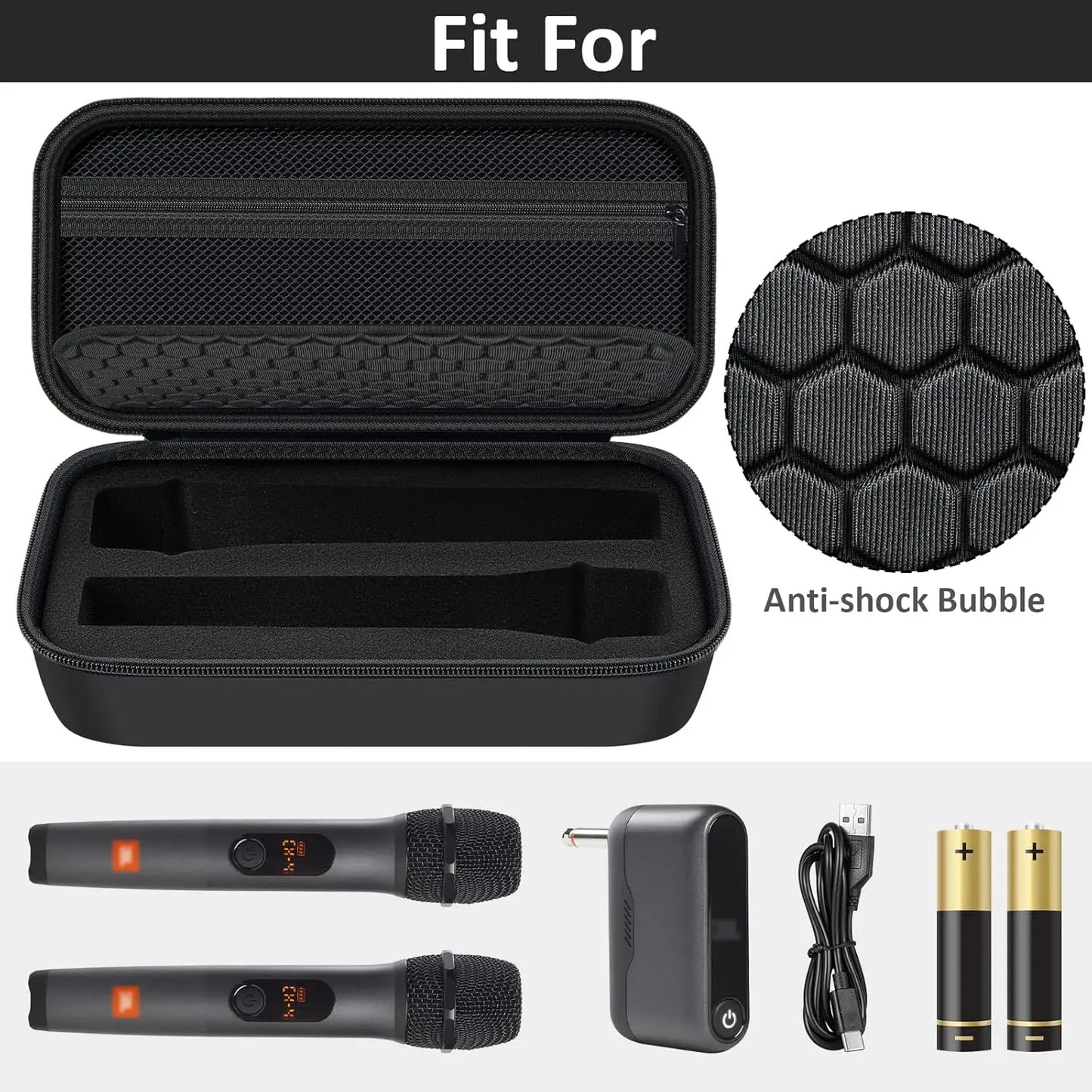 (Case Only) Wireless Microphone Case Compatible with JBL Wireless Two Microphone System, Handheld Dual Mic Travel Storage Bag