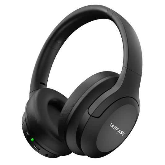 TANKASE Active Noise Cancelling Headphones, Wireless Over Ear Bluetooth Headphones,100H Play Time Bluetooth Headphone with Microphone,Lightweight and Foldable Comfortable Deep Bass for Work/Gym Black