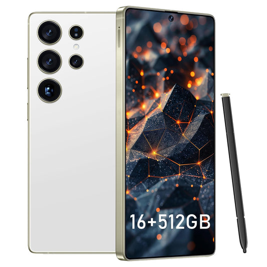 BDWJW I25 Ultra Smartphone 16GB+512GB Android 14 Smartphone, 6.99" FHD+ Display, 7000mAh Battery, 108MP+68MP Dual Camera, Built-in Pen Stylus, Fast Performance Large Memory (White)