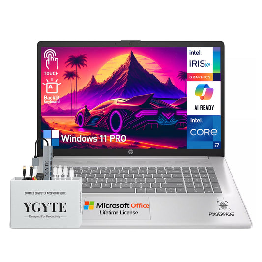 HP 17 Inch Laptop Touchscreen Computer, 17.3" HD+ Touch Screen Business Laptop PC, Intel Core i7, 40GB RAM 1TB SSD+512GB Docking Set, Windows 11 Pro Lifetime Office, Backlit 10-Key Fingerprint