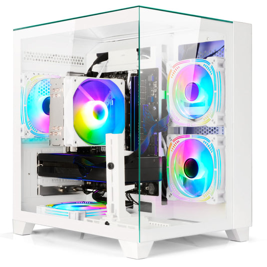 LXZ Gaming PC Desktop Ryzen 7 8700F | AMD Radeon RX 7650GRE 8GB | 32GB DDR5 RAM | 1TB SSD | High-End Tower Computer(White)
